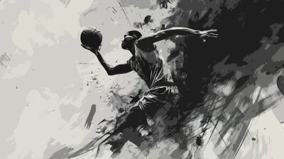 Fotobehang basketball player black and white abstract art