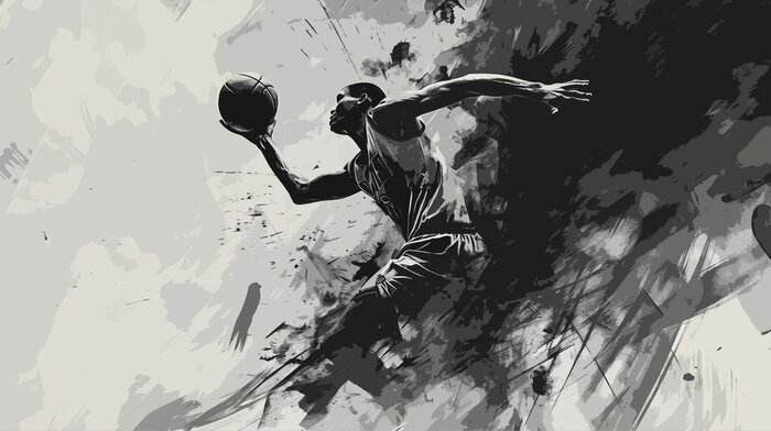 Fotobehang basketball player black and white abstract art