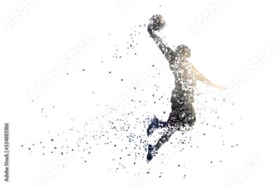 Fotobehang Basketballer met bal op een witte achtergrond abstract patroon