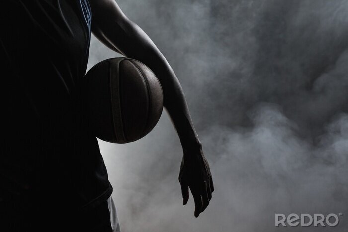 Fotobehang basketballer op mistige achtergrond