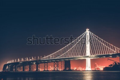 Fotobehang Bay Bridge bij nacht