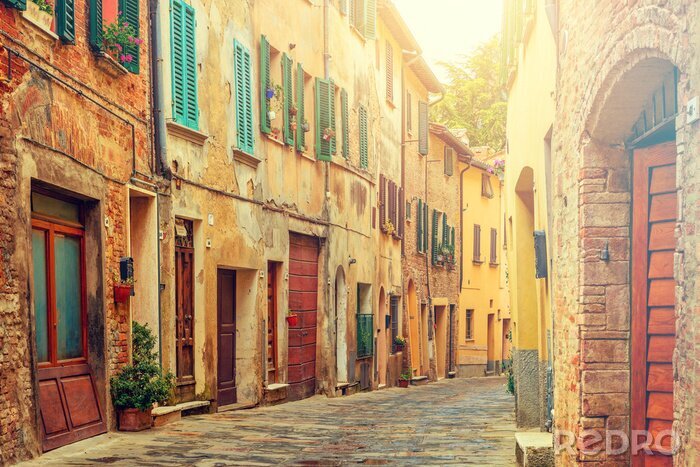 Fotobehang Beautiful alley in Tuscany, Old town, Italy
