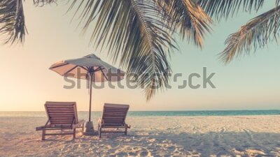 Fotobehang Beautiful beach. Summer holiday and vacation concept background. Inspirational tropical landscape design. Tourism and travel design