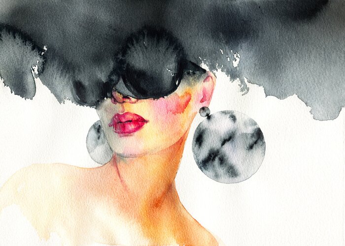 Fotobehang Beautiful woman. fashion illustration. watercolor painting