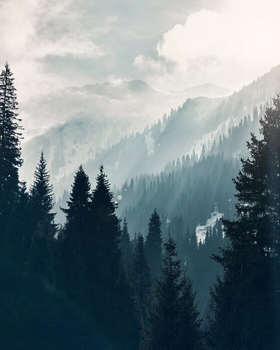 Fotobehang Bergen in de wolken