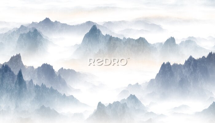 Fotobehang Bergtoppen in de mist