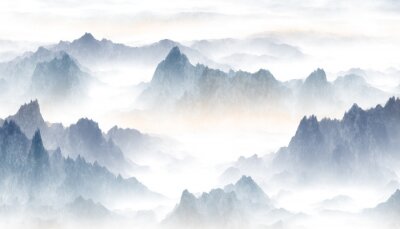 Fotobehang Bergtoppen in de mist