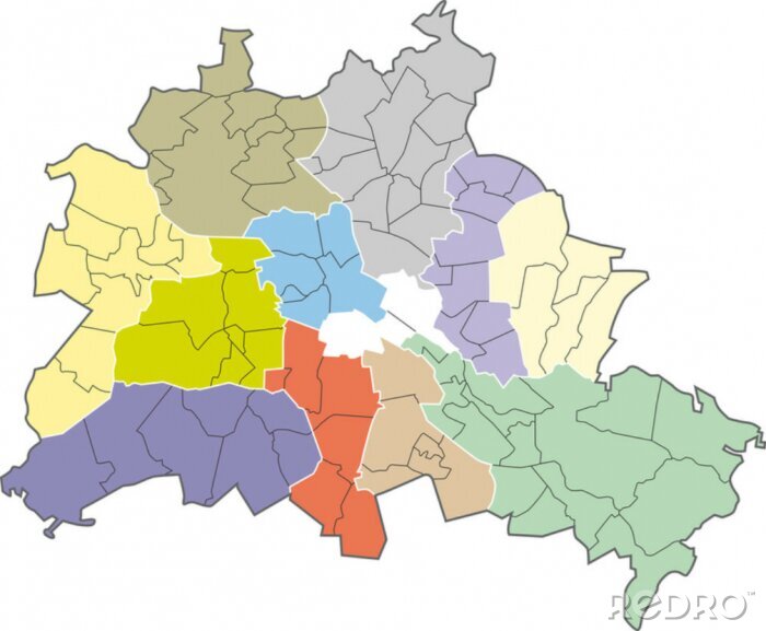 Fotobehang Berlijn, Bezirke, Ortsteile