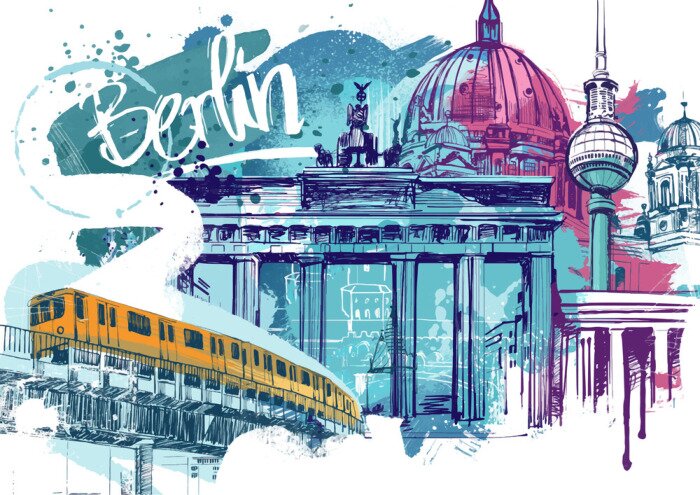Fotobehang Berlijn in een grafische voorstelling