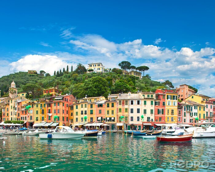 Fotobehang beroemde Portofino dorpje aan Ligurische kust