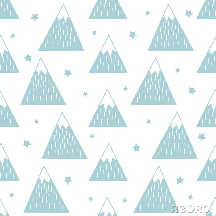 Fotobehang Besneeuwde bergtoppen minimaal