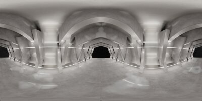 Fotobehang Betonnen 3D-grot ingangen