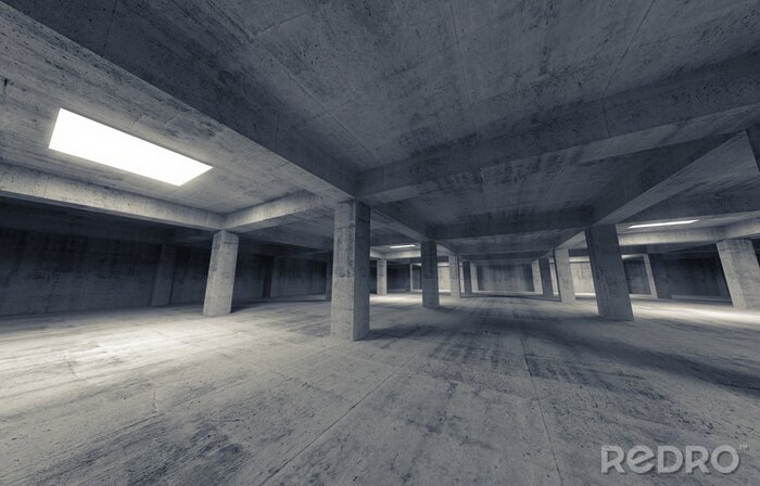 Fotobehang Betonnen garage tunnel