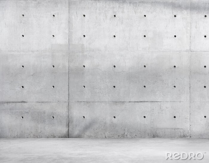 Fotobehang Betonnen grijze muur met gaten
