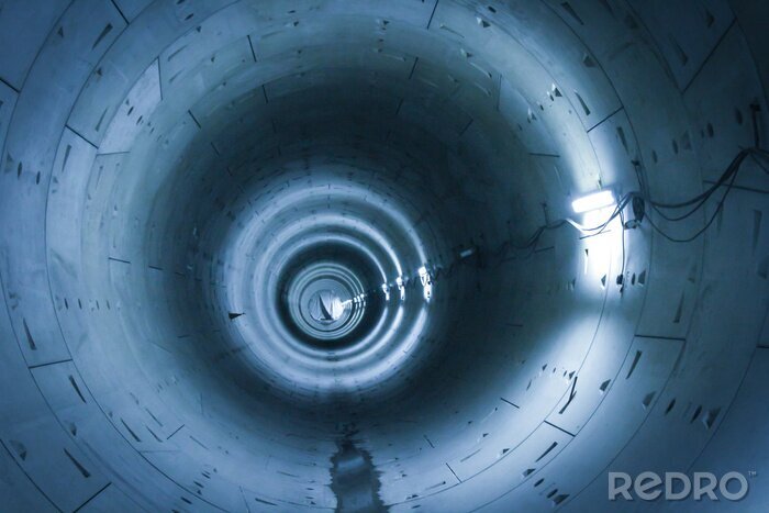 Fotobehang Betonnen industriële 3D tunnel
