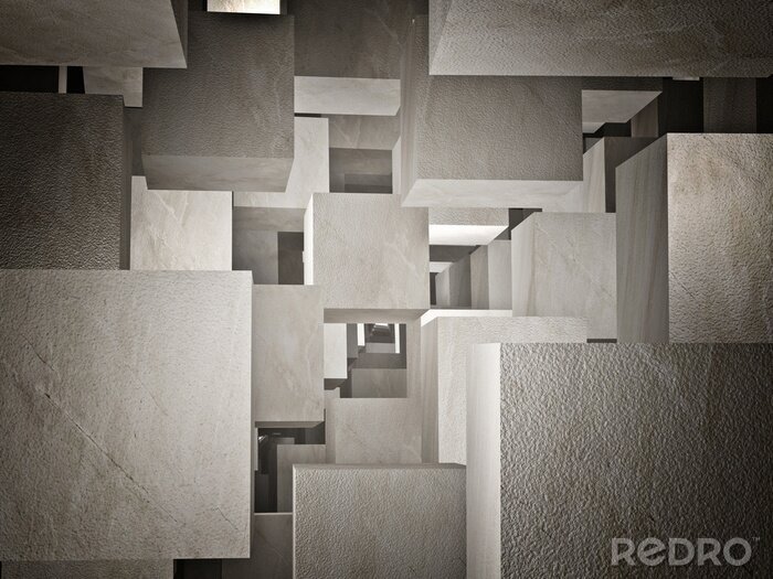 Fotobehang Betonnen kubussen creëren abstractie