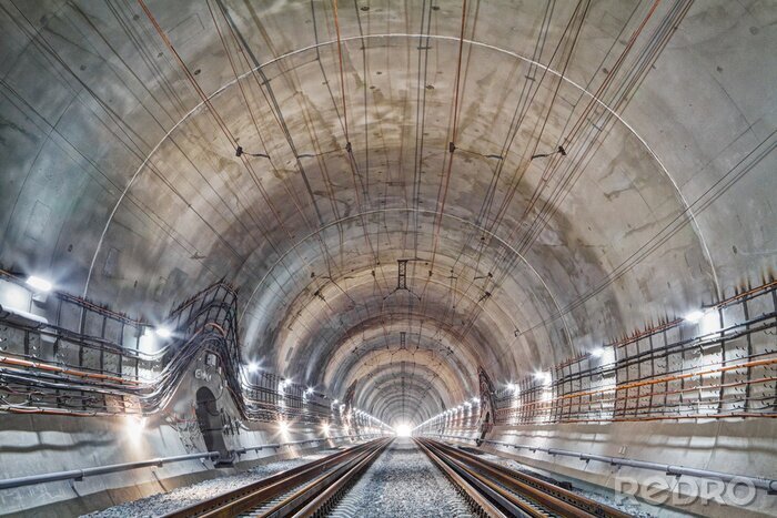 Fotobehang Betonnen metro tunnel