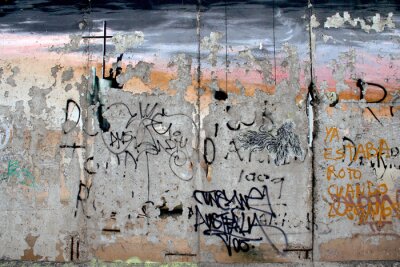 Fotobehang Betonnen muur met kleurrijke graffiti