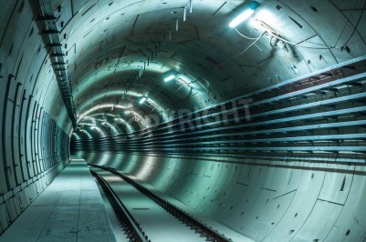 Fotobehang Betonnen technische tunnel