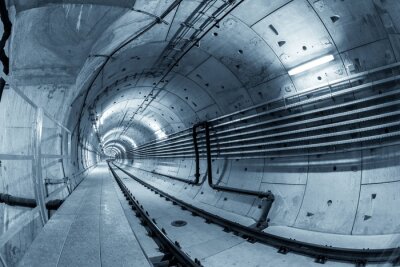 Fotobehang Betonnen tunnel met kabels