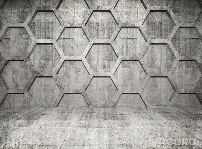 Fotobehang Betonnen zeshoeken