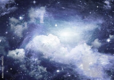 Fotobehang Bewolkte lucht met sterren