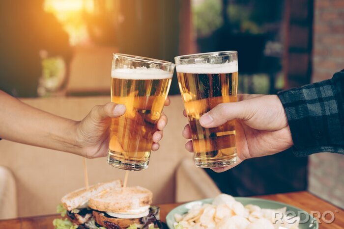 Fotobehang Bier en eten