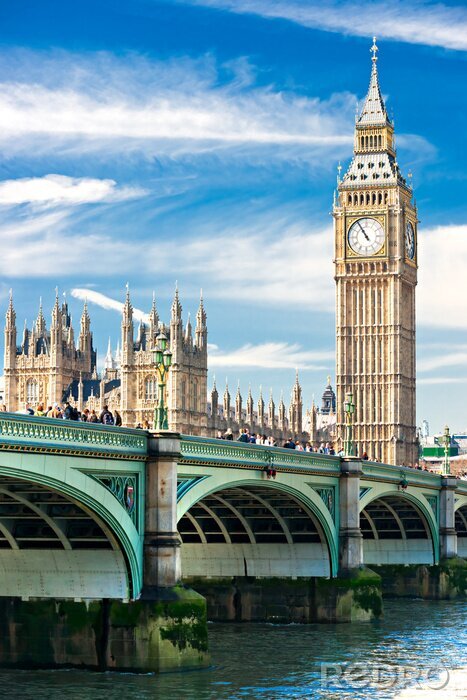 Fotobehang Big Ben en de Westminster Bridge