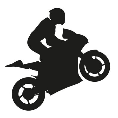 Fotobehang Biker rijder tilt het voorwiel. Vector silhouet