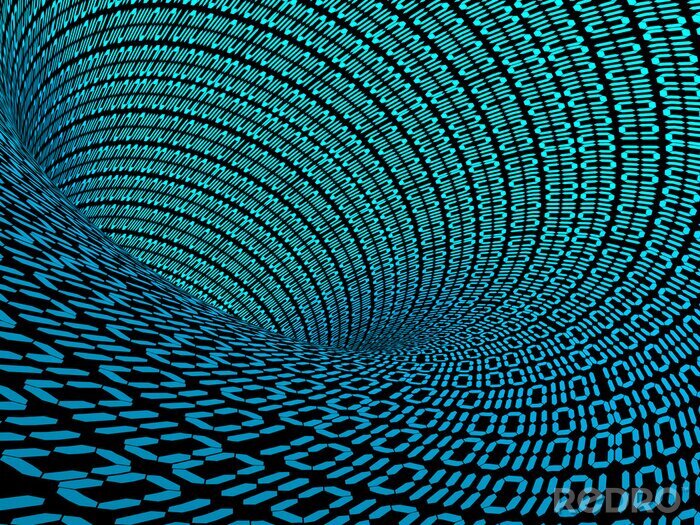 Fotobehang Binaire code en tunnel