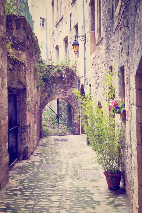 Fotobehang Binnenplaats steegje