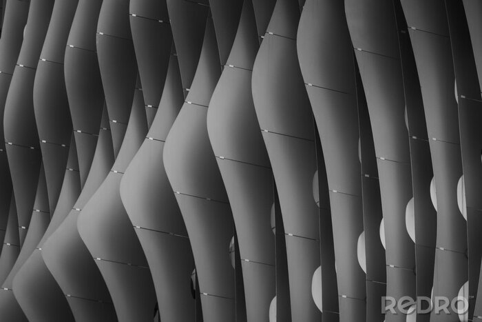 Fotobehang Black and white tone abstract Modern architecture in public buildings Design ideas, design. Street photography.