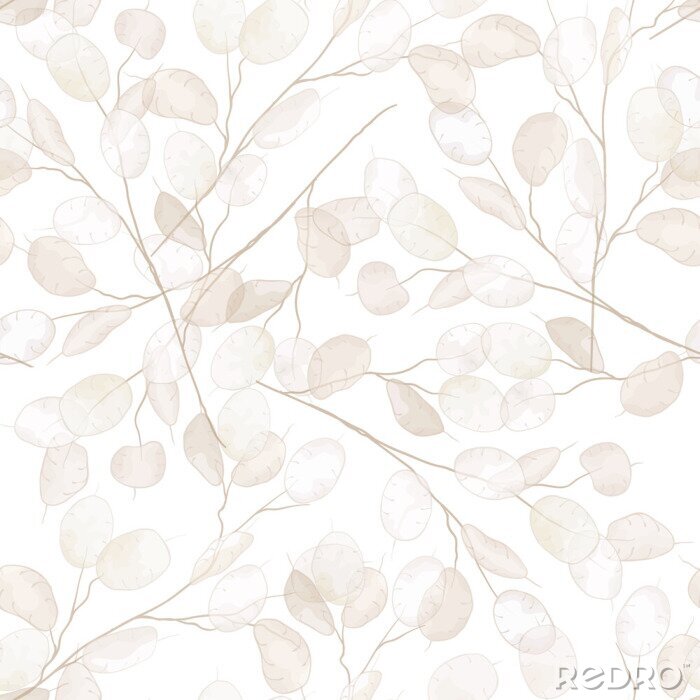 Fotobehang Bladeren aan beige takken