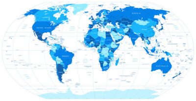 Fotobehang Blauw motief met wereldkaart