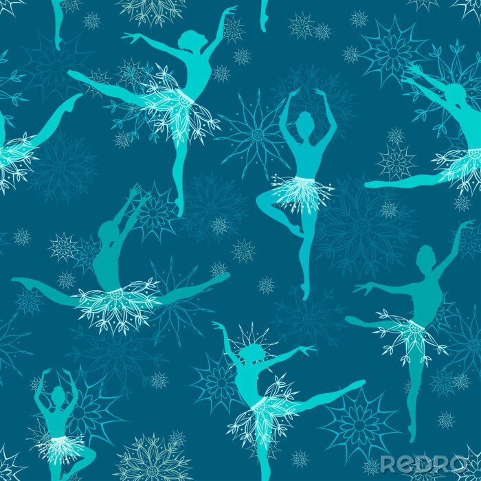 Fotobehang Blauw thema met ballerina's