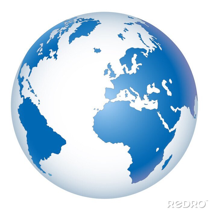 Fotobehang Blauw-witte wereldbol