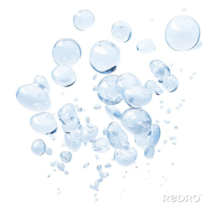 Fotobehang Blauwe 3d bubbels