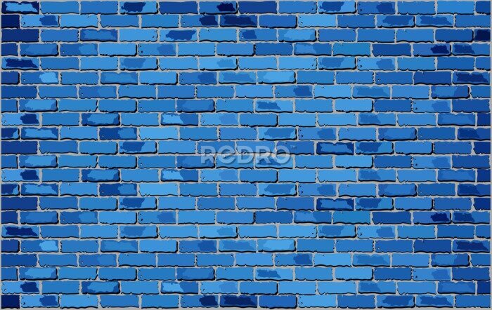 Fotobehang Blauwe bakstenen muur