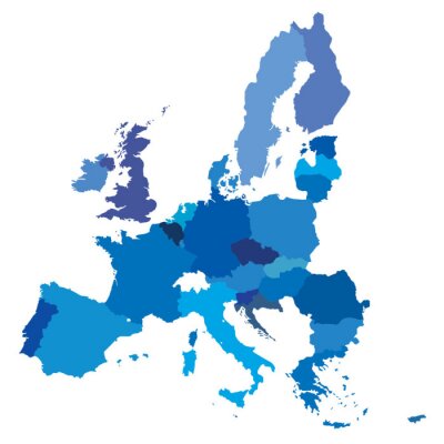 Fotobehang Blauwe contouren van Europa