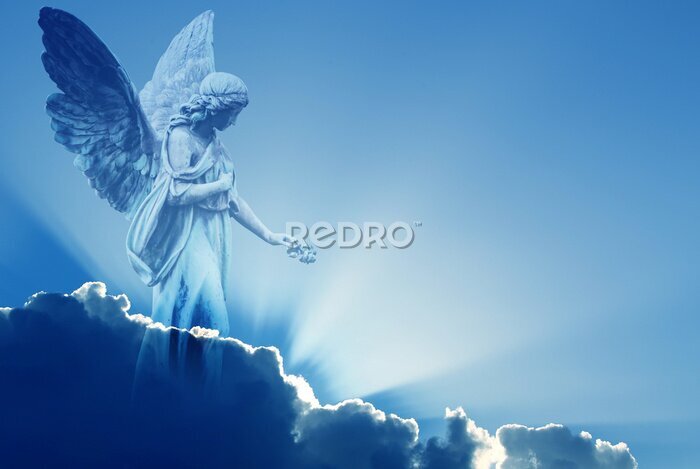 Fotobehang Blauwe engel in de hemel