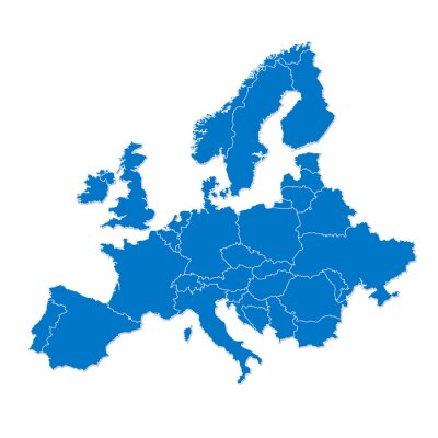 Fotobehang Blauwe Europese kaart