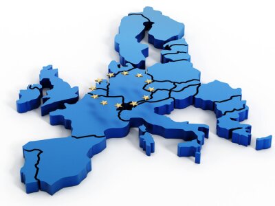 Fotobehang Blauwe kaart van de Europese Unie