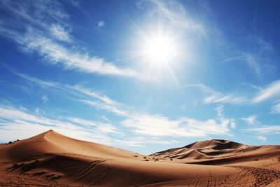 Fotobehang Blauwe lucht en woestijn