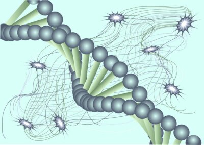 Fotobehang blauwe model van het DNA