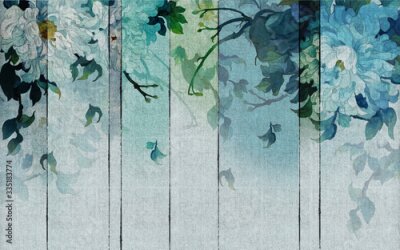 Fotobehang Blauwe pioenrozen