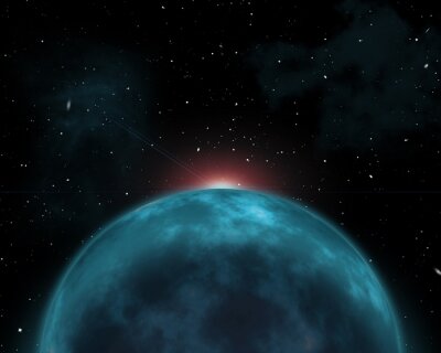 Fotobehang Blauwe planeet op een achtergrond van het heelal