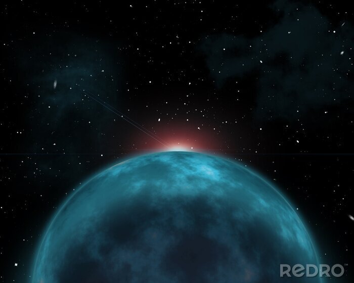 Fotobehang Blauwe planeet op een achtergrond van het heelal