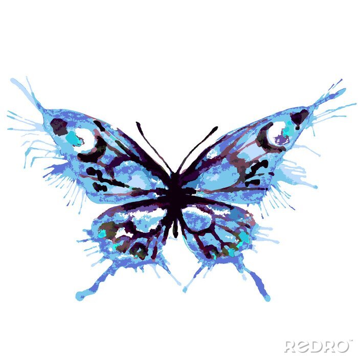 Fotobehang Blauwe vlinder op een lichte achtergrond