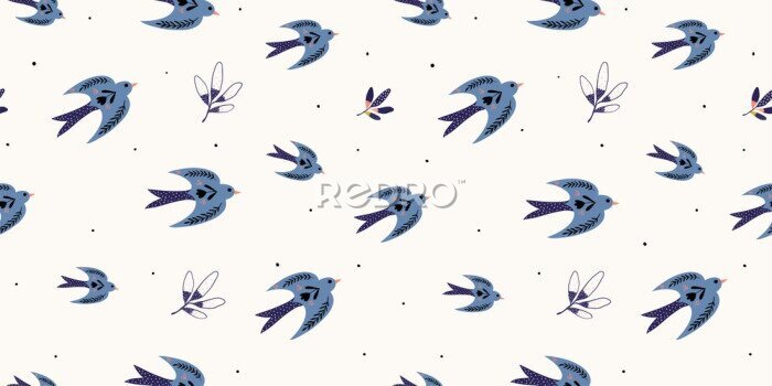 Fotobehang Blauwe vogels in de lucht