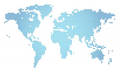 Blauwe wereldkaart met punten